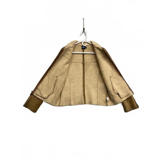 Vintage GAP Women's Brown Leather Suede Faux Shearling Zip-Up Jacket Size M - Picture 3 of 6